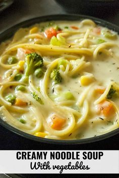 A bowl of creamy vegetable noodle soup. Creamy Vegetable Soup Recipes, Creamy Noodle Soup, Vegetable Soup With Noodles, Soup With Noodles, Cream Of Vegetable Soup, Creamy Vegetable Soup, Soup With Vegetables, Vegetable Noodle Soup, Vegetable Noodle