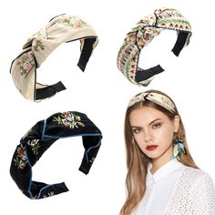 PRICES MAY VARY. What You will Receive:The package includes 3pcs boho headbands in mixed colors,black,beige,white,enough quantity to meet your daily hair styling needs.You can choose the appropriate pattern of wide knot headband according to your daily dressing style or mood. High-Quality Material:These knotted headbands for women are made of high-quality cloth and plastic,comfortable to wear,soft and breathable,the embroidery hair band also has good elasticity,which will not hurt your head even Embroidery Hair Band, Top Knot Hair, Boho Headbands, Embroidery Hair, Embroidered Headband, Fashion Turban, Knot Hair, Top Knot Hairstyles, Headband For Women