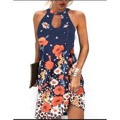 Flaunt Your Style With The Walrica Flower Print Halter Mini Dress In Navy Blue. This Sleeveless Dress, Size Large, Is Perfect For Women Who Love A Chic And Feminine Look. Brand: Walrica Style: Sleeveless Color: Navy Blue Size: Large Design: Flower Print Ideal For: Women Please Note That The Color Of The Item In The Pictures May Vary From The Actual Item Due To Camera Settings, Lighting, Your Devices Display And Other Factors. Features: Sleeveless Size: Womens Large Condition: New With Tags Summer Items, Swim Cover Up Dress, Formal Cocktail Dress, Sleeveless Short Dress, Puff Long Sleeves, Flower Print Dress, Design Flower, Halter Mini Dress, Camera Settings