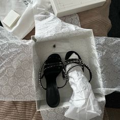 Never Worn, Bought The Wrong Size. Comes With All Of Its Original Items And Receipt. Size Is 7.5 Us. Do Not Ask For Pics By Email/Phone. Only Safe Transaction And Protected For Buyer And Seller Is By The App . If You Need Additional Pics I Can Upload More By Request. Chic Evening Sandals With Flat Heel, Luxury Flat Heels For Evening, Luxury Evening Flats, Leather Flat Heel Sandals For Party, Flat Heel Leather Sandals For Party, Luxury Low Heel Evening Sandals, Luxury Low Heel Sandals For Evening, Party Sandals With Branded Insole And Low Heel, Luxury Evening Sandals With Low Heel