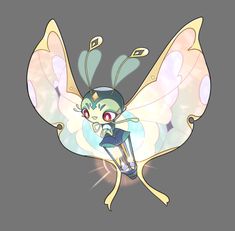 a cartoon character with wings flying through the air