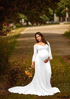 Olivia Mark - Ling Trumpet Lace Ultra Long Train Maternity Chiffon Maxi Dress Photography Gown Lace Maternity Gown, Dress Photography, Bodycon Pencil Skirt, Maternity Chic, Maternity Gown, Floral Print Dress Long, Fitted Maxi Dress, Dress Collar, Basic Skirt