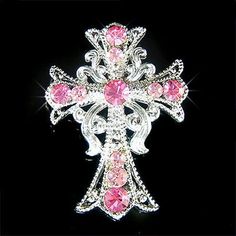 "PERFECT CHRISTMAS GIFT FOR RELIGIOUS FRIEND This sparkling, classy CROSS brooch measuring 7/8\" (2.2cm) wide X 1 1/4\" (3.0cm) high. Color: Light Rose, Rose Great piece for your collection! Prices are in US$. For shipping policies and other important information, click on \"profile\" on the right. See an item that you like but has already been sold? Contact me to see if I have more! Thank you for stopping by Kashuen.com!" Pink Rhinestone Brooches For Gifts, Pink Rhinestone Brooches As Gift, Pink Cross Jewelry For Wedding, Bff Christmas, Rhinestone Designs Pattern, Christ Cross, Cross Wallpaper, Goth Wallpaper, Rose Crystal