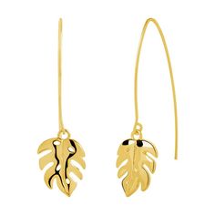 Your style will make a statement when you accessorize with these MC Collective leaf threader earrings. Click on this JEWELRY & WATCHES GUIDE to learn about fit, styles, materials and more! Your style will make a statement when you accessorize with these MC Collective leaf threader earrings. Click on this JEWELRY & WATCHES GUIDE to learn about fit, styles, materials and more! FEATURES Backings: fishhook Nickel free Metal: brass Plating: 14k gold, rhodium Finish: polished Gemstones may have been t Bohemian Gold Linear Earrings In Brass, Gold-tone Dangle Linear Earrings In Brass, Adjustable Gold Feather Earrings, Polished Gemstones, Elegant Leaf-shaped Brass Earrings, Yellow Gold Leaf-shaped Brass Earrings, Threader Earrings, Gold Brass, Gender Female