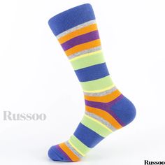 Russoo - Mens Cotton Crew Socks: Fashionable Anti-skid, Sweat-Absorbing, Anti-Friction Sports Socks for Comfort and Breathability - 1 Pair Sporty Multicolor Socks For Winter, Sporty Multicolor Winter Socks, Sports Socks, Sport Socks, Cotton Socks, Crew Socks, Active Wear, Stripes, Socks