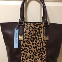 New With Tags Antonio Melani Animal Print Tote Brown Shoulder Bag With Animal Design For Shopping, Brown Shoulder Bag With Animal Design For Daily Use, Brown Animal Design Shoulder Bag For Daily Use, Brown Animal Design Shoulder Bag For Shopping, Everyday Brown Shoulder Bag With Animal Design, Brown Animal Design Tote Shoulder Bag, Brown Rectangular Shoulder Bag With Animal Design, Brown Animal Design Rectangular Shoulder Bag, Antonio Melani