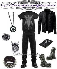 Outfit Black Metal Guy, Goth Punk Outfits Men, Metalhead Outfits Men, Casual Goth Outfits Men, Emo Outfits Aesthetic, Alternative Outfit Ideas, Esoteric Fashion, Goth Punk Outfits, Punk Outfits Men