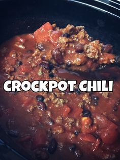 the crockpot chili is ready to be eaten