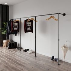 Idia Clothes Rail Hanging Rails Clothing Open Closets, Wardrobe Rail Ideas, Scaffolding Clothes Rail, Railing Wardrobe, Dressing Room Spare Bedroom, Wall Mounted Clothes Rail, Open Wardrobe Ideas Bedroom, Clothes Rail Bedroom, Open Wardrobe Ideas