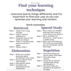 a poster with the words, find your learning technique and how to use it for teaching