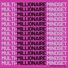 a pink poster with the words millionaire in black and white on it's side