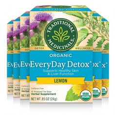 three boxes of everyday day detoxx with lemon and herbs on the front,