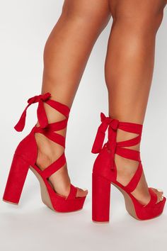 Available In Black, Natural, And Red Heel Sandal Wrap Detail 5 1/2 Inch Block Heel 1 1/2 Inch Platform Imported | Plot Twist Heel Shoes in Red size 5.5 by Fashion Nova Red Heels & Wedges, Red Block Heel For Night Out, Red Block Heels For Night Out, Red Satin Heels, Red Sandals Heels, Block Heel Loafers, Fashion Nova Shoes, Red High Heels, Satin Heels