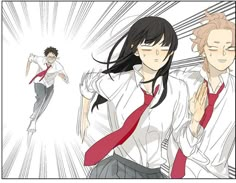 two anime characters in white shirts and red ties