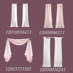 four different types of drapes with numbers on the bottom and one in the middle