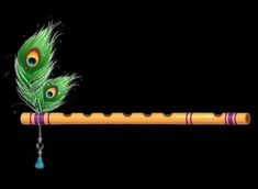 a peacock feather resting on top of a long wooden stick with beads hanging from it's end