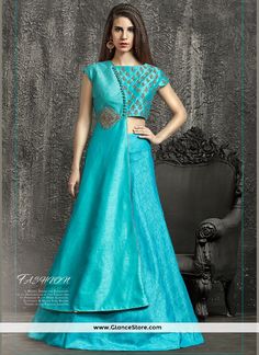 Thrilling Turquoise Raw Silk Lehenga Choli Indowestern Gown, Anarkali Bridal, Desi Dress, Raw Silk Lehenga, Work Lehenga, Choli Designs, Dress Tutorials, Designer Lehenga Choli, Blouse Design Models