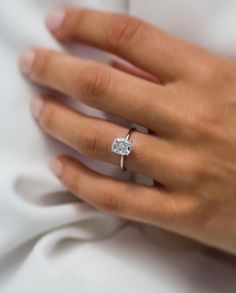 1.80 CT Cushion Cut Solitaire Moissanite Engagement Ring - violetjewels Moissanite Engagement Ring Cushion Cut, Cushion Cut Solitaire, Hidden Halo Ring, Elongated Cushion, Cushion Cut Moissanite, Cushion Cut Ring, Types Of Diamonds, Engagement Ring Cuts, Hidden Halo