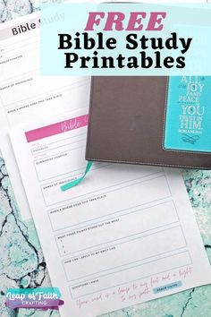 the bible study printables are on top of some papers