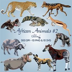 the african animals are depicted in this poster