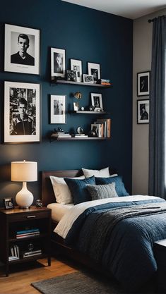 Boys Bedroom Designs Teenage: Stylish &amp; Functional Ideas Teenage Bedroom Color Schemes, Accent Wall Teen Boy Bedroom, Teen Bedroom Decor For Boys, Small Bedroom Teen Boy, Blue Teen Boy Room, Teen Boy Small Bedroom, Boy Bedroom Ideas Teenagers, Boys Navy Bedroom Ideas