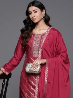 * Women Ethnic Motifs Regular Sequinned Kurta with Trousers & With Dupatta Silk Kurta Set / Pakistani Salwar Kameez / Indian Wedding Dress / Plus Size Cotton Dress / Traditional Indian Wear / Salwar Kameez Dupatta / Kurti Palazzo Set    * Red woven design Kurta with Trousers with dupatta *Kurta design:- * Floral woven design * Straight shape * Regular style * Round neck, long regular sleeves * 2 pockets sequinned detail * Calf length with straight hem * Silk blend fabric * Trousers design:- * Solid Trousers * Partially elasticated waistband * Slip-on closure * Fabric:-  Silk Blend Wash Care:- Dry Clean / Hand Wash  AVAILABLE IN 7 SIZES THEY ARE IN FOLLOWING MEASUREMENTS IN INCHES:- XXS:- Bust-32/Shoulder-13/Top Length-46/Bottom Waist-24/Bottom Length-36/Hip-36 XS:- Bust-34/Shoulder-13.5/To Unstitched Chandbali Sets For Eid, Festive Party Chanderi Salwar Kameez, Bollywood Style Festive Sets With Dupatta, Festive Bollywood Style Set With Dupatta, Party Jamawar Dupatta For Festivals, Festive Bollywood Sets With Dupatta, Festive Bollywood Set With Dupatta, Traditional Semi-stitched Churidar For Festive Occasions, Festive Art Silk Salwar Kameez For Parties