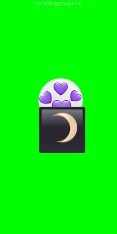 an image of a green screen with hearts and moon in the center, on top of it