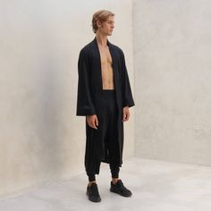 "Wrap yourself in sustainable luxury with our organic modal robe." Men Cardigan, Festival Outfits Men, Gothic Men, Bohemian Jackets, Fashion Minimalist, Festival Clothing, Drape Cardigan