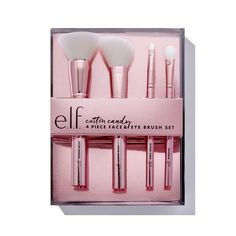 e.l.f. Cosmetics Cotton Candy 4 Piece Face & Eye Brush Set Best Elf Products, Product Must Haves, Highlight Face, Elf Products, Desain Pantry, Brush Design, Eye Brushes Set, Cosmetic Brush, Makeup Product