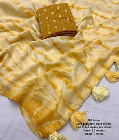 *TOP TRENDING*
Rate - 930
New shibori saree from rf 

Rf- 180

Rf- niharika shibori

Quality- soft smooth georgette feel saree with shibori prints.

Cotton tassles on pallu.

Blouse- perfectly matched tye and dye banarsi silk blouse.


Saree- 5.5 meters.
Blouse - 1 meter.

Top trusted quality feom rf