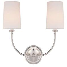 Libby Langdon Sylvan 2 Light Sconce-Crystorama Lighting Company-CRYSTO-2242-PN-Wall LightingSilver-1-France and Son Crystorama Lighting, Indoor Wall Sconces, Bathroom Sconces, Wall Candles, Candelabra Bulbs, Light Sconces, Linen Shades, Diffused Light, Lamps Plus