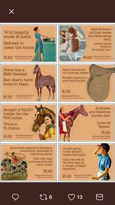 an old poster shows different types of horses