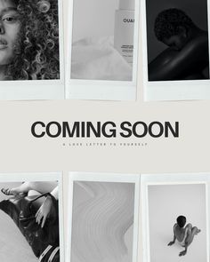 a collage of black and white photos with the words coming soon on it's side