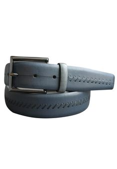 Wrap your style in timeless luxury with our B16 Leather Saddle Stitch Belt! Crafted from premium leather and detailed with raised saddle stitching, this classic accessory adds a touch of panache to any outfit. Choose from rich chocolate and indigo shades to elevate your look. Have fun with fashion and shop your favorite color now! Classic belt colors work with any pant or jean. Accent raised stitch detailing adds style. Standard belt width. Cool and contemporary styling. Satin nickel finished bu Elegant Leather Belt With Smooth Grain, Luxury Blue Leather Belt, Elegant Blue Leather Belt, Classic Belt, Saddle Stitch, Ivy Style, Timeless Luxury, Belt Size, Saddle