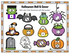 halloween roll and cover game for kids