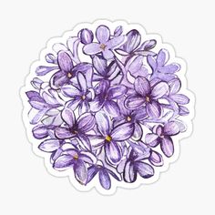 purple flowers sticker on a white background