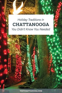 christmas lights and trees with the words holiday traditions in chatanooga you didn't know