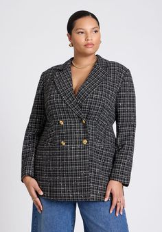 Plaid Tweed Blazer Night Out Tops, Date Night Dresses, Swimsuits For All, Work Tops, Tweed Blazer, Skirt Leggings, Wide Leg Denim, Sweater Blouse, Blazer Dress