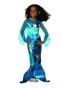 PRICES MAY VARY. SHIMMERING MERMAID COSTUME: Child's shimmering blue mermaid costume dress features a foam tail piece, sheer sleeves, and vibrant printed under-the-sea accents for a magical look. SIZE MATTERS: Costumes are sized differently than standard apparel; please refer to the Rubies child size chart instead of choosing based on age or clothing size. AUTHENTICITY ASSURED: Look for the trademark label and packaging to guarantee your purchase of Rubies' authentic, safety-tested mermaid costu Mermaid Costume Kids, Girls Mermaid Costume, Mermaid Halloween Costumes, Mermaid Kids, Magical Mermaid, Mermaid Halloween, Book Week Costume, Toddler Halloween Costumes, Blue Mermaid