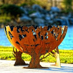 The Fire Pit Gallery Forest Fire Steel Fire Pit - 7010001 Fire Pit Gallery, Fire Fire, Steel Fire Pit, Wood Burning Fire Pit, Wood Burning Fires, Fire Features, Tree Trunks, Fire Bowls, Forest Fire