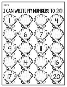 i can write my numbers to 20 worksheet for the number 1 and 2