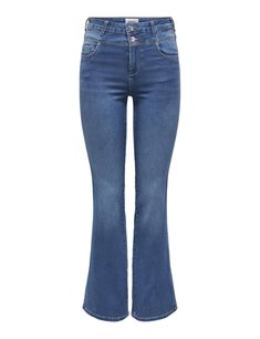 PRICES MAY VARY. Articolo marchio Only Realizzato in materiale resistente Design moderno Dark Denim, High Waist Jeans, Flare Jeans, Special Features, Brand Logo, Blue Jeans, Blue Denim, Composition, High Waisted