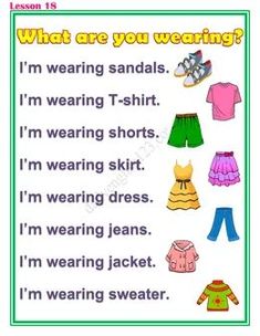 a poster with words describing what clothes are wearing