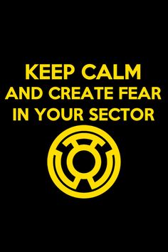 keep calm and create fear in your sector logo on a black background with the words, keep calm and create fear in your sector