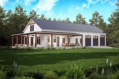 this is an artist's rendering of the modern farmhouse style house plans for small homes