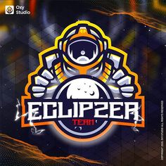 the logo for an esports team is shown on a dark background with orange and blue colors