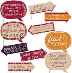 several wooden signs that say happy thanksgiving and have different sayings on them, all in different colors