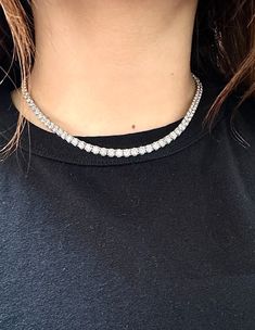 27.60 Carat Diamond Tennis Necklace G SI 14K White Gold 16 inches 100% Natural Diamonds, Not Enhanced in any way Round Cut Diamond Necklace 27.60CT (each stone is 0.30ct) G-H SI 14K White Gold, Prong, 11.43 gram 16 inches in length, 4.2 mm in width 92 Diamonds N5675.30W16 ALL OUR ITEMS ARE AVAILABLE TO BE ORDERED IN 14K WHITE, ROSE OR YELLOW GOLD UPON REQUEST. All Chains of Pendants and Necklaces Can be Requested in 16'' or 18'' Length. . This item is proudly handcrafted in the USA. Perfect gift on any occasion. This Item has passed highest quality inspections. We want you to Wear it, Enjoy it, and Show it off! In case you are not 100% satisfied with this exquisite, elegant and lovely item we have a no hassle 30 day money back return policy. Please message our support team for any question Classic Round Bridal Necklace With Vvs Clarity, Formal Bridal Necklace With Vvs Clarity, Round Shape, Fine Jewelry Tennis Necklace With 17 Jewels For Anniversary, Round Single Strand Tennis Necklace For Anniversary, Fine Jewelry Tennis Necklace For Anniversary, Formal Single Strand Tennis Necklace, Dazzling Round Tennis Necklace For Anniversary, Dazzling Tennis Necklace For Anniversary, Aaa Quality Round Necklaces Fine Jewelry