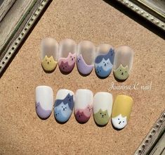 ♥️ FOLLOW FOR MORE FREE PICTURES ♥️  CTTO (⁠ʃ⁠ƪ⁠＾⁠3⁠＾⁠） Korean Summer Nail Art, Nail Animal Designs, Calico Cat Nails, Nature Themed Nails, Boba Nails, Art Nails Design Ideas, Cute Cat Nails, Science Nails, Cat Nails Design