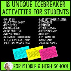 a poster with the words for middle and high school students to use in their writing